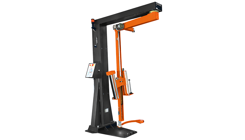 Avvolgitore a braccio rotante avvolge pallet instabili con pellicola estensibile con carico in piedi