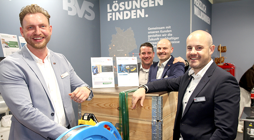 BVS Team A. Hermann, T. Gampp, S. Hampp, J. Sendler, am Messestand auf der LogiMAT 2026